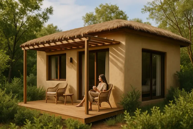 Eco-friendly interior of the Lotus Pavilion